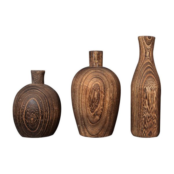 Karina Wood Table Vase, (Set of 3) Fashion