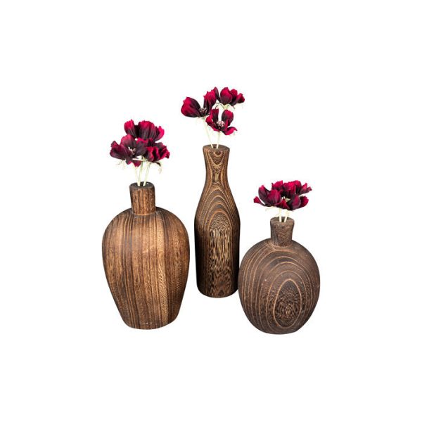 Karina Wood Table Vase, (Set of 3) Fashion - Image 4